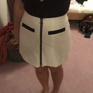 White zip front skirt